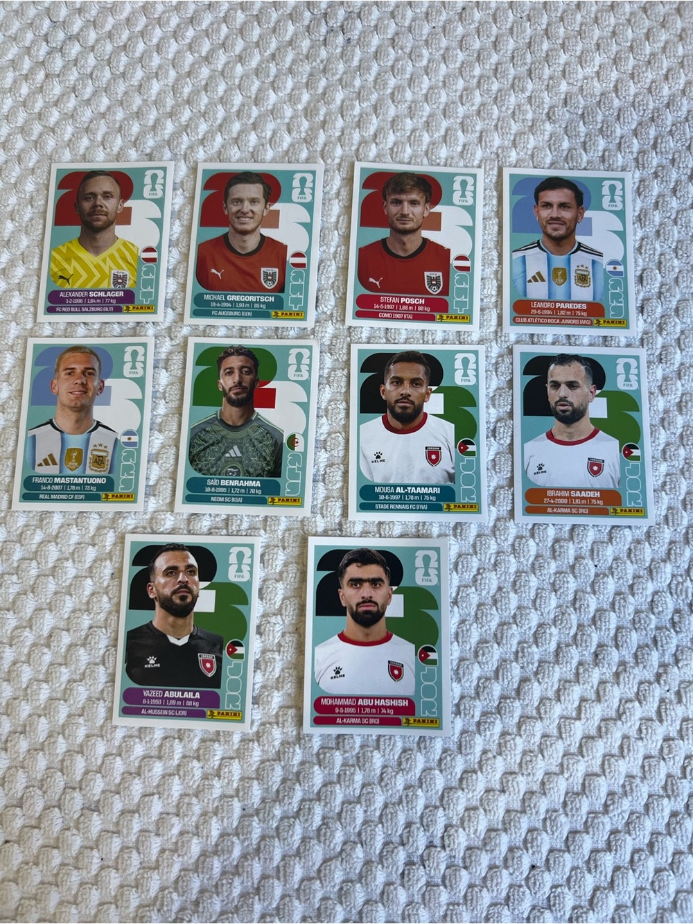 Lot of 10 Panini World Cup Player Sticker